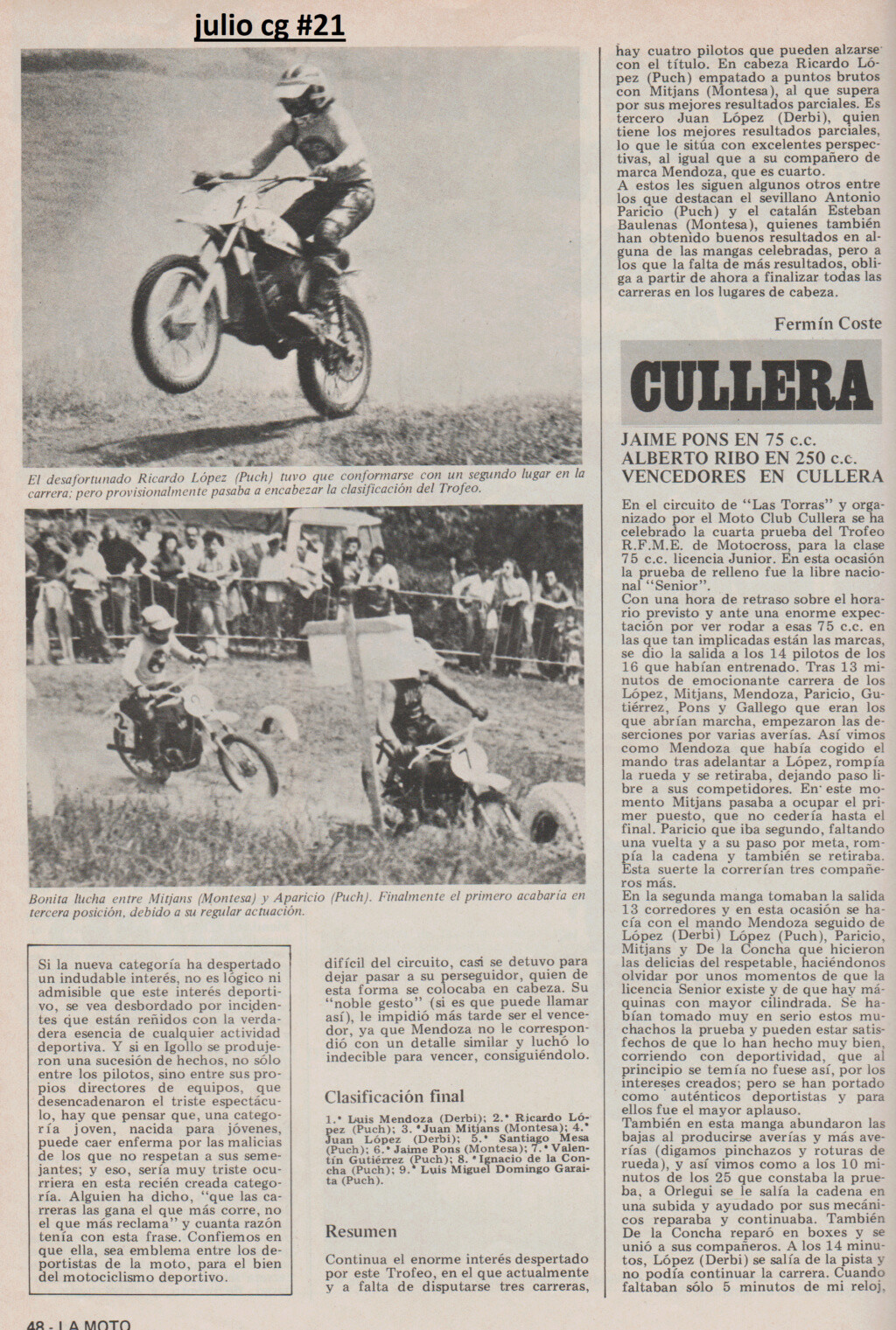 MOTOCROSS 74cc.  IGOLLO. CULLERA. 1975 Esczen53