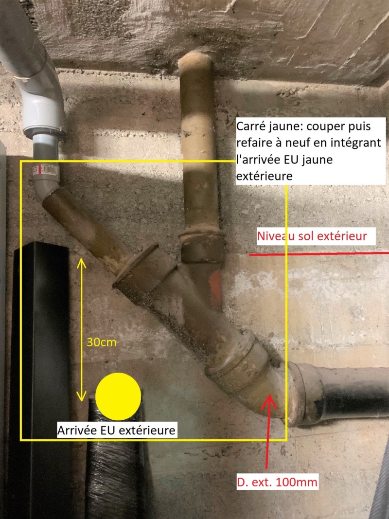 Eaux usées: raccorder un tuyau PVC vers un tuyau fonte Garage11