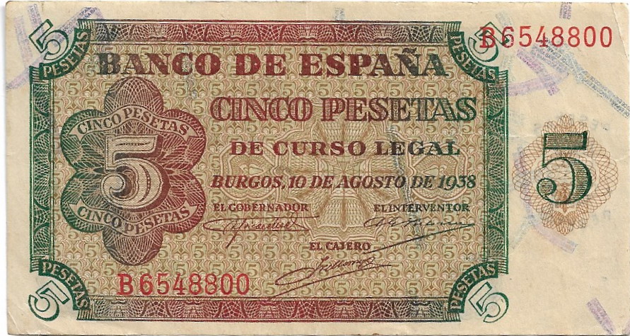5 Pesetas España (Burgos) 1938 01-09-12