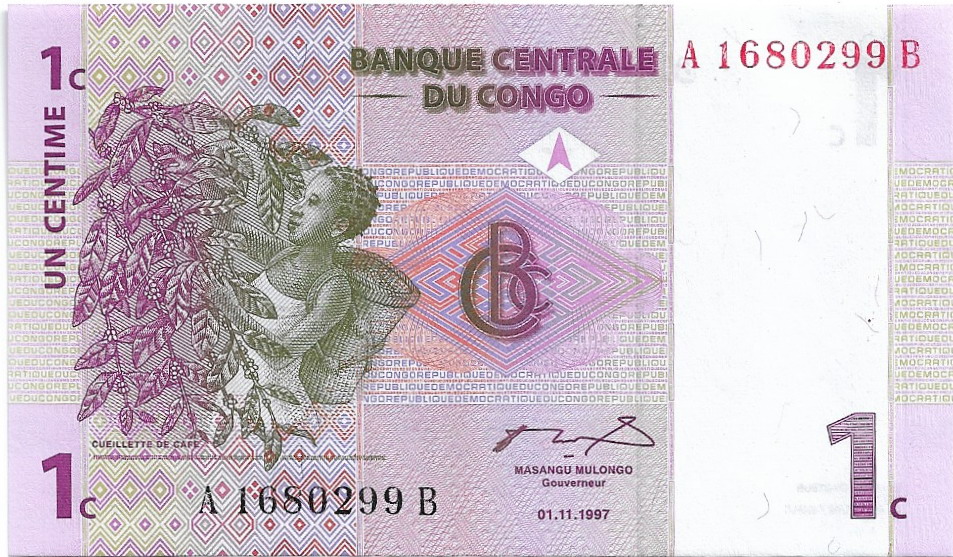 1 Céntimo Republica Democrática del Congo 1997 04-11-13