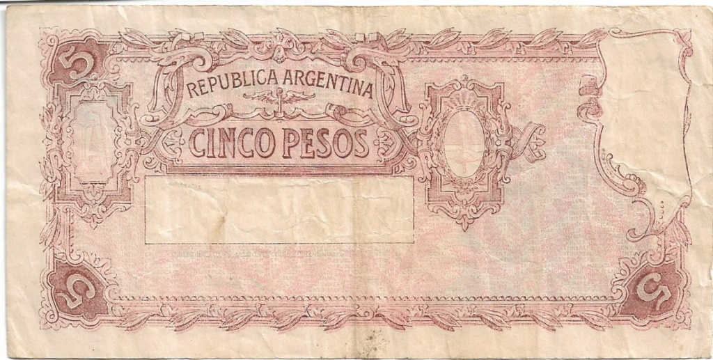 5 Pesos Argentina Ley 1947 07-07-15