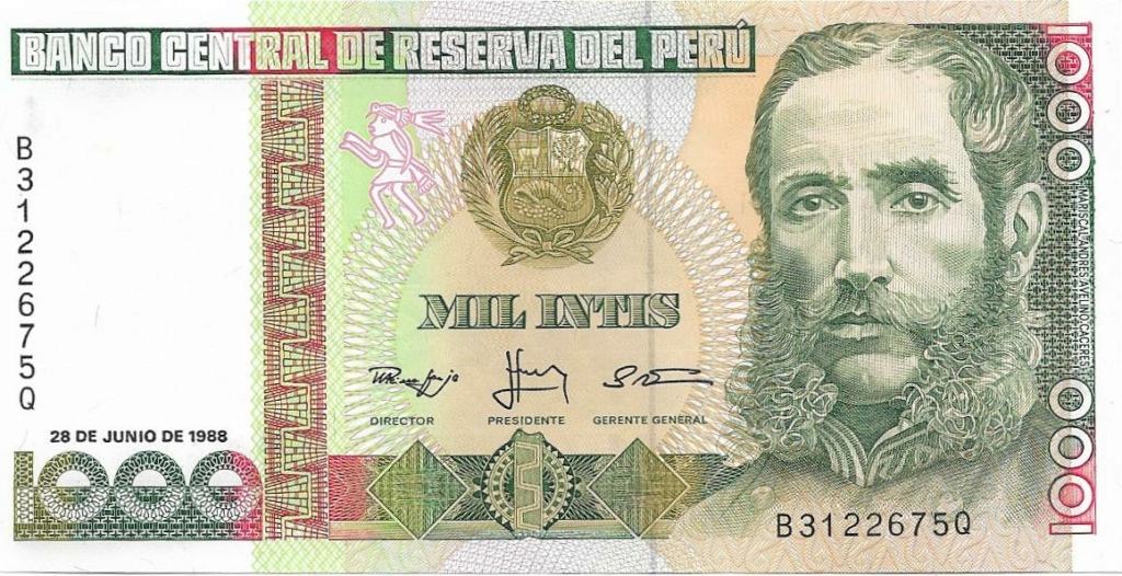1000 Intis 1988 Peru - Mariscal Andrés Avelino Cáceres 1000_i11