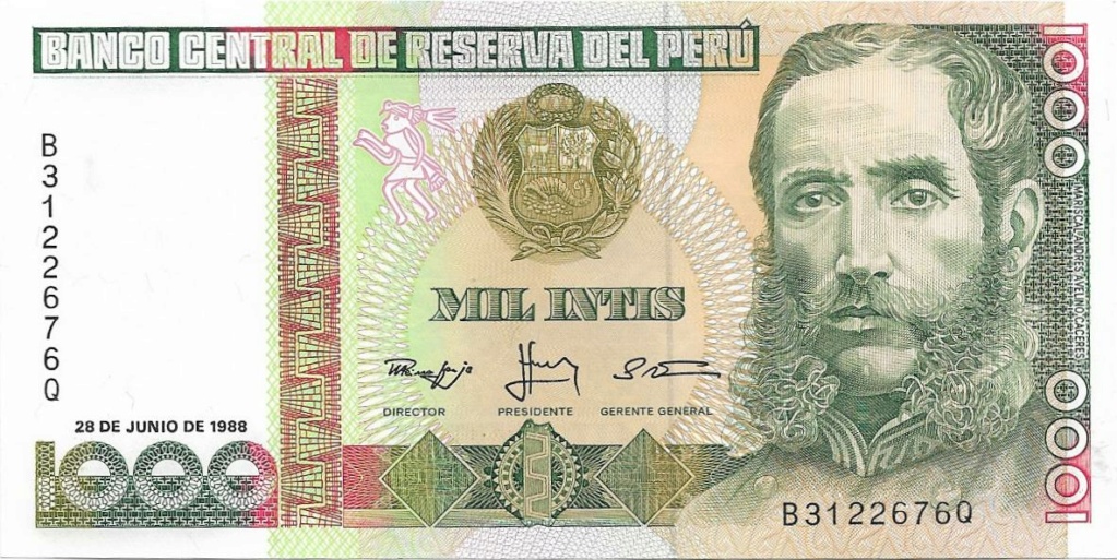 1000 Intis 1988 Peru - Mariscal Andrés Avelino Cáceres 1000_i13