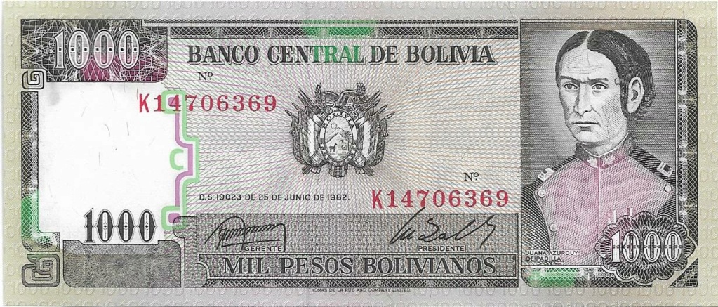1000 Pesos Bolivianos 1982  1000_p30