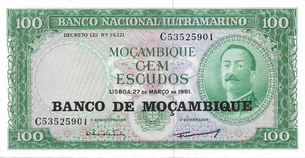 100 Escudos - 1976 - Sobreimpresión del Banco de Mozambique 100_es10