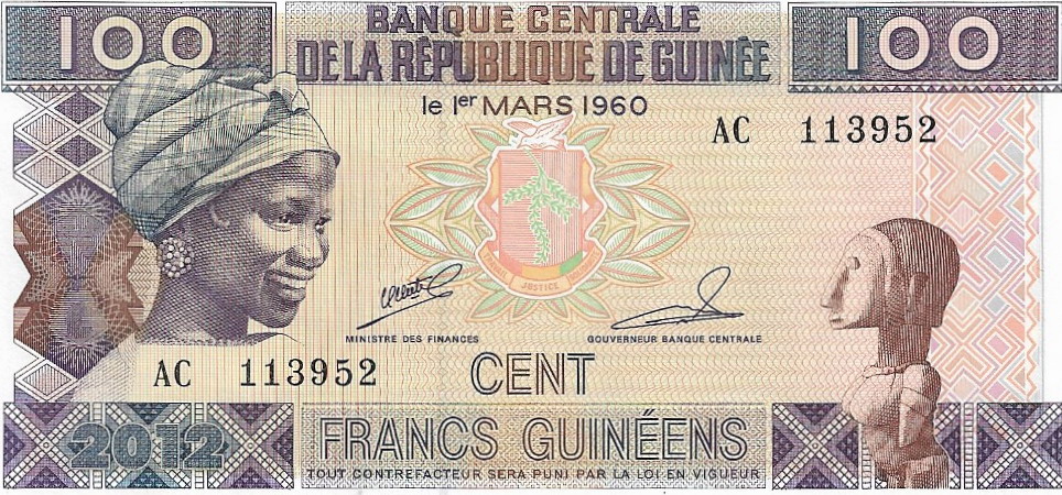 100 francos Republica de Guinea 2012 100_fr12