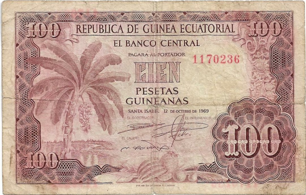 100 Pesetas Guineanas 1969 Guinea Ecuatorial 100_pe24