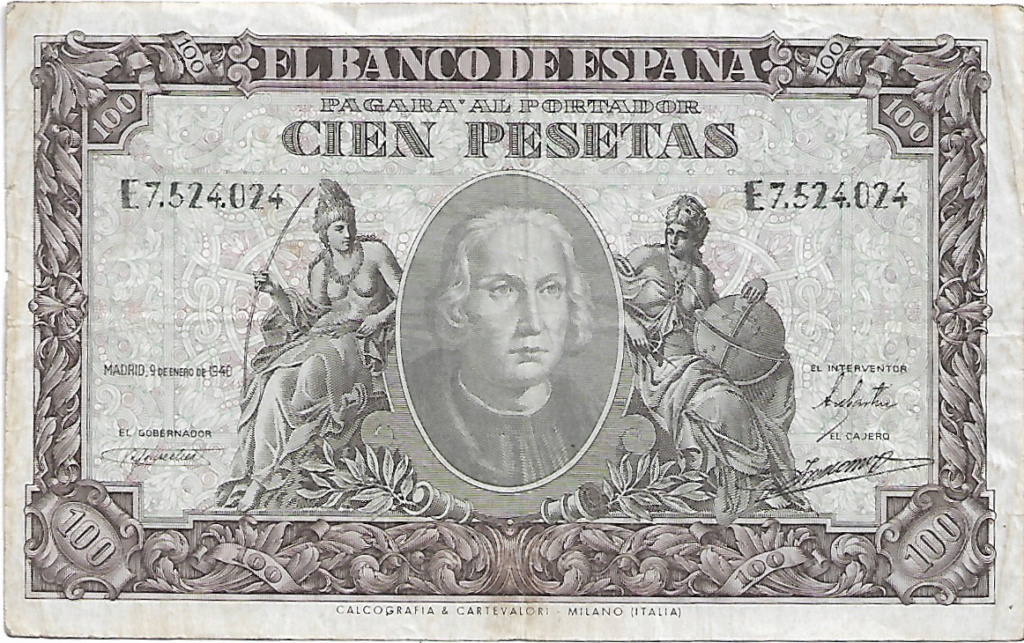 100 Pesetas 1940 Cristobal Colon 100_pe26