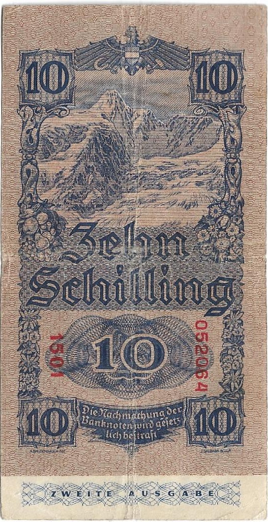 10 Schilling 1945 Segunda Emisión Austria  10_sch11