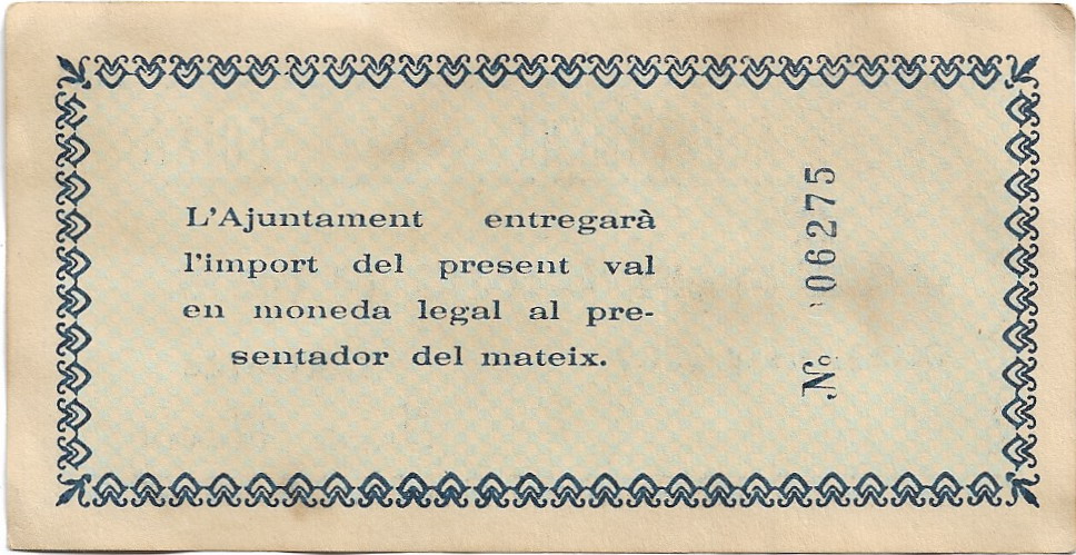 5 Pesetas Ajuntament de Foixa 1937 14-04-15