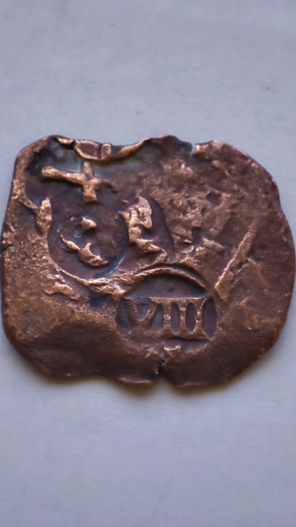 8 maravedís a martillo de Felipe III o IV, resellos a VIII de 1641, 8 de 1651/2, y IIII 1658/9 16425411