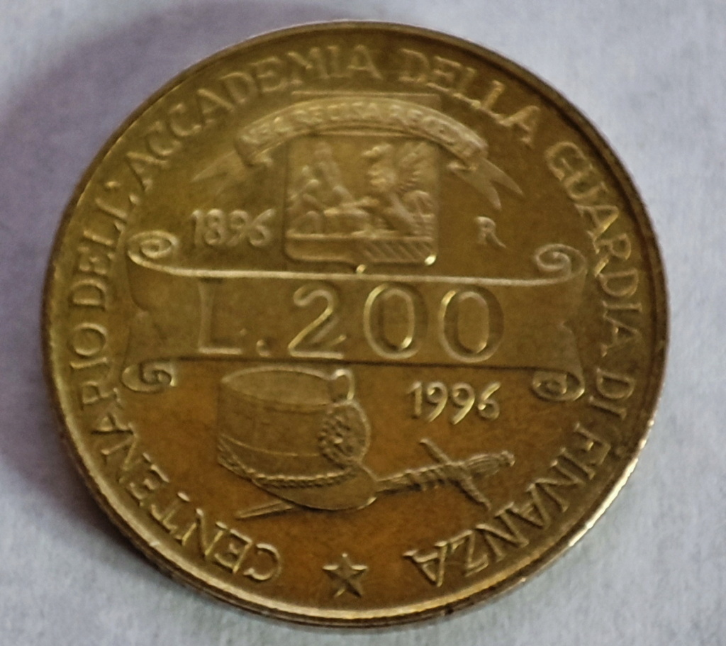 Italia 200 liras 1996 100 aniversario - Academia del Servicio Aduanero 16459811