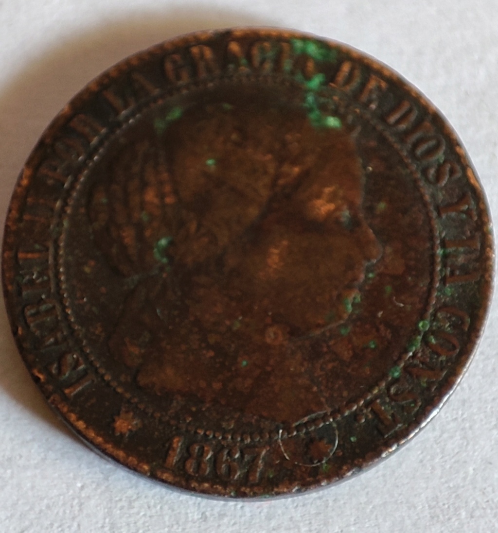 España 1 céntimo, 1867 Ceca "estrella de 8 puntas" y "OM" - Barcelona 16566015