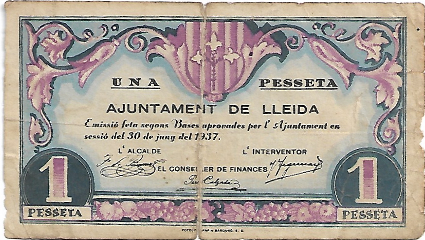 1 Peseta 1937 Guerra Civil Lleida 17-02-10