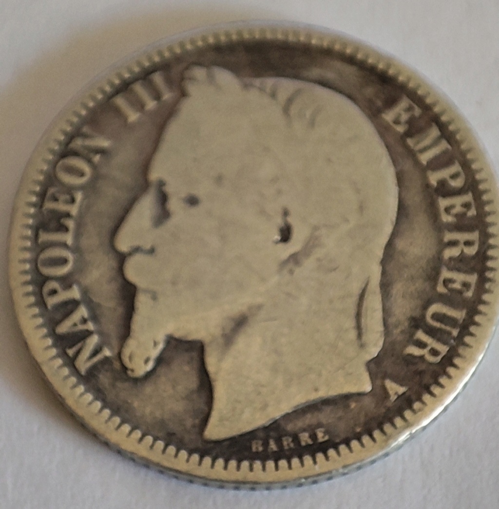 Francia 1 Franco 1868 Marca de ceca "A" - París 1_fran18