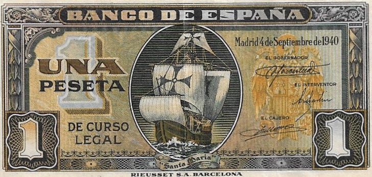 1 Peseta Santa María 1940  1_pese18