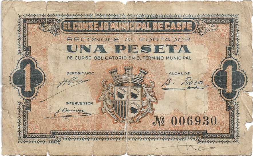 1 Peseta 1937  Caspe 2023-015