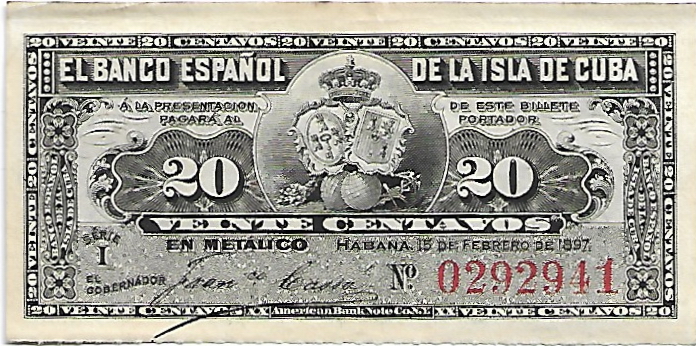 20 Centavos 1897 Banco Español de Cuba 20_cen13