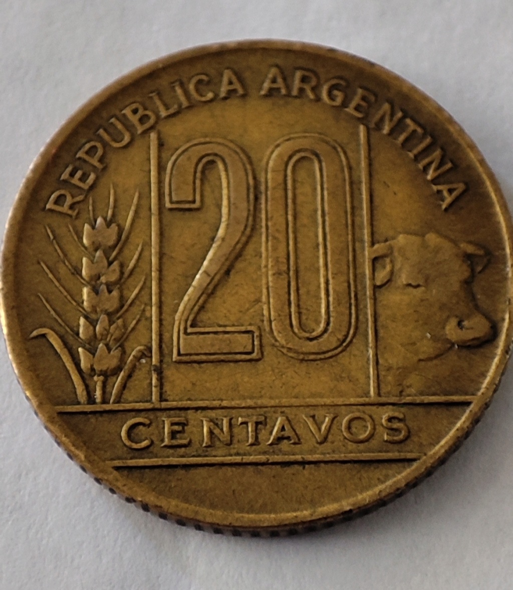 Argentina 20 centavos 1942 Bronce de aluminio /color amarillo 20_cen19
