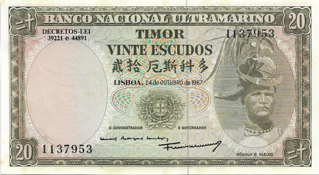 20 Escudos 1967 Timor Portugués (Pareja Correlativa) 20_esc14