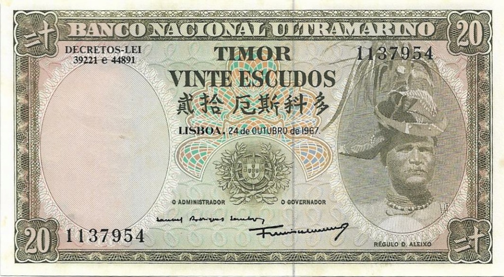 20 Escudos 1967 Timor Portugués (Pareja Correlativa) 20_esc15