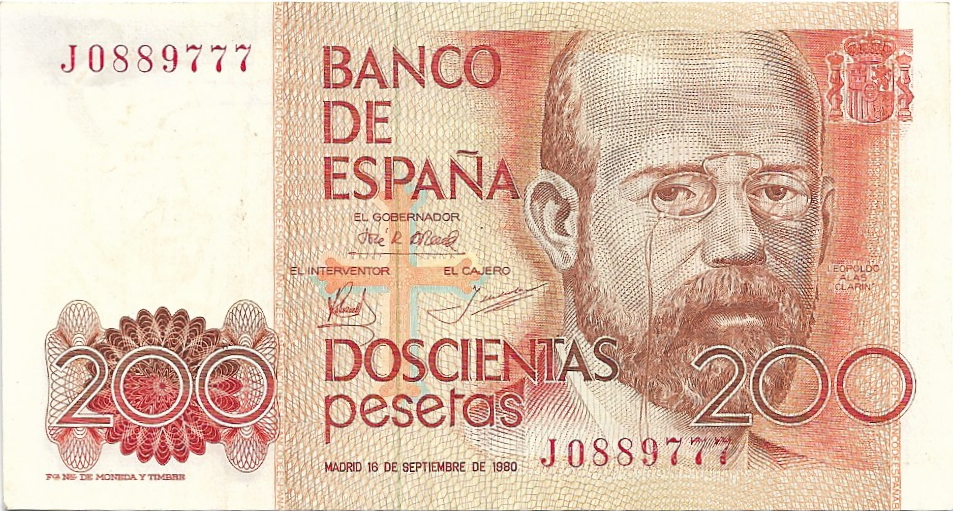 200 Pesetas 1980 Leopoldo Alas Clarín 22-03-10