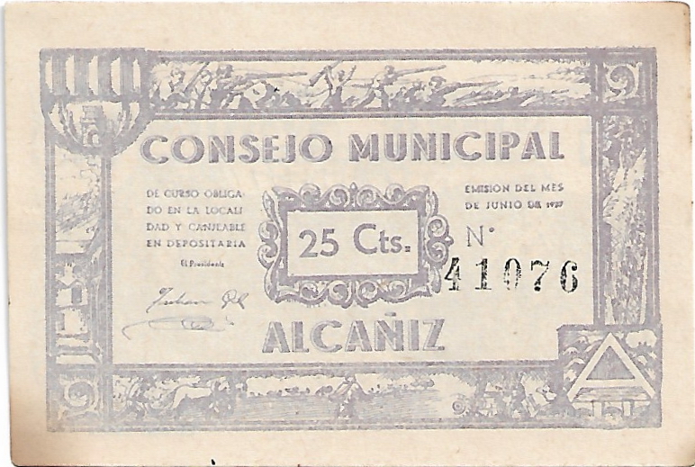 25 Céntimos 1937  Alcañiz (Guerra Civil) 25_cen20
