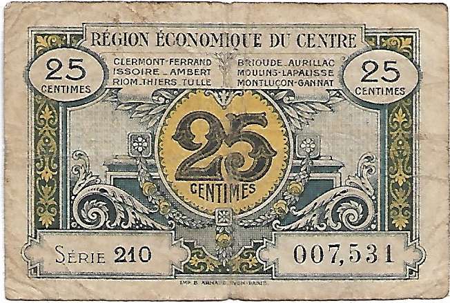 Billetes locales franceses años 10 y 20 25_cen22