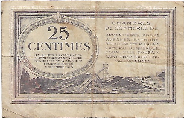 Billetes locales franceses años 10 y 20 25_cen25