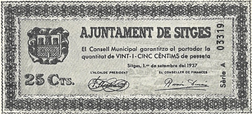 25 Céntimos - 1937 - Sitges - Guerra Civil España 25_cen28