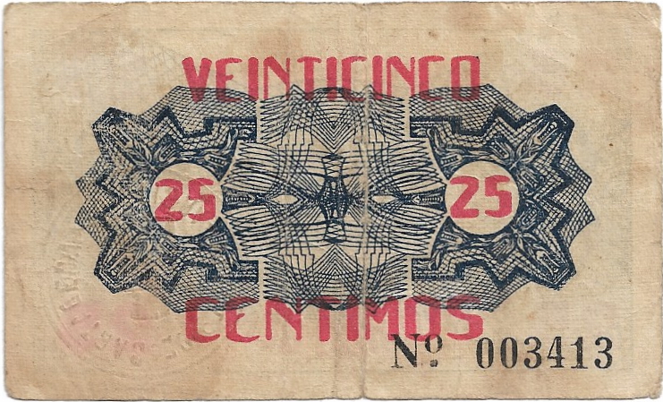 25 Céntimos Cartagena 1937 - Billete Local Guerra Civil España 25_cen35