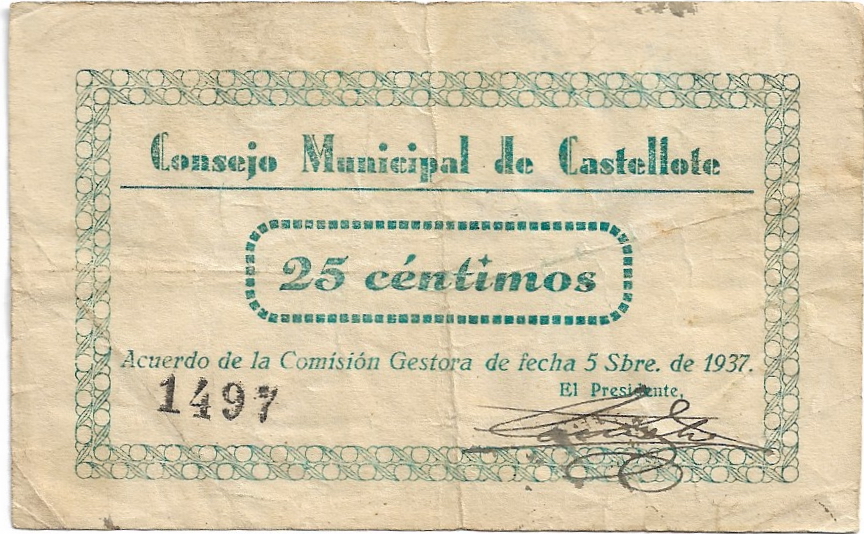25 Céntimos 1937 Castellote (Guerra Civil) 25_cen38
