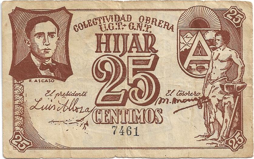25 Céntimos 1936 - 1939 Híjar (Guerra Civil) 25_cen56