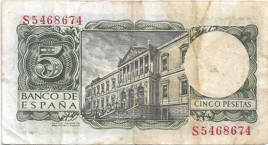 5 pesetas España 1954 27-07-17