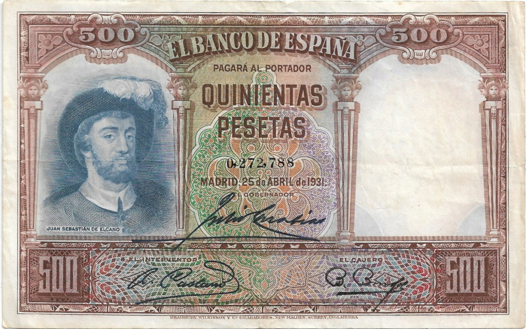 500 pesetas España (Segunda Republica) 1931 29-08-16