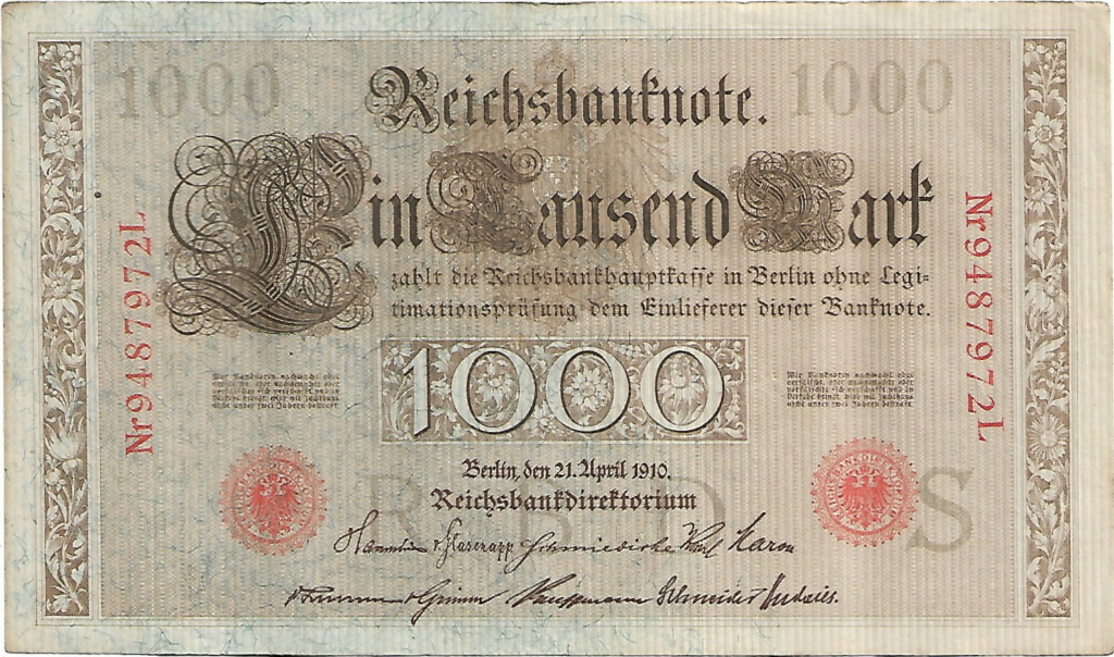 1000 Marcos Alemania 1910 correlativos 30-06-12
