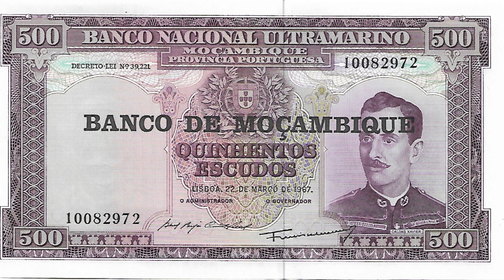 500 Escudos 1967 Sobreimpresión del Banco de Moçambique 1976 500_es11