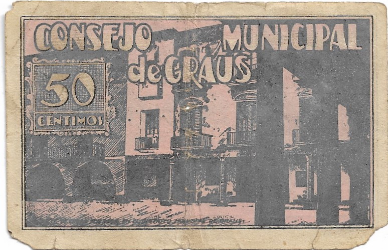  50 Céntimos Graus (Huesca) 1937 Guerra Civil 50_cen15