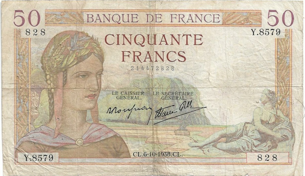 50 francos 1938 Ceres tipo 1933 modificado 50_fra14