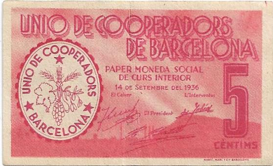 5 Céntimos 1936 UNIO DE COOPERADORS DE BARCELONA 5_cent34