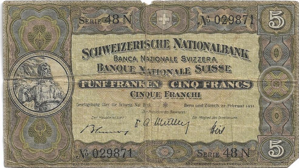 5 Francos 1951 Suiza Segunda serie 5_fran12