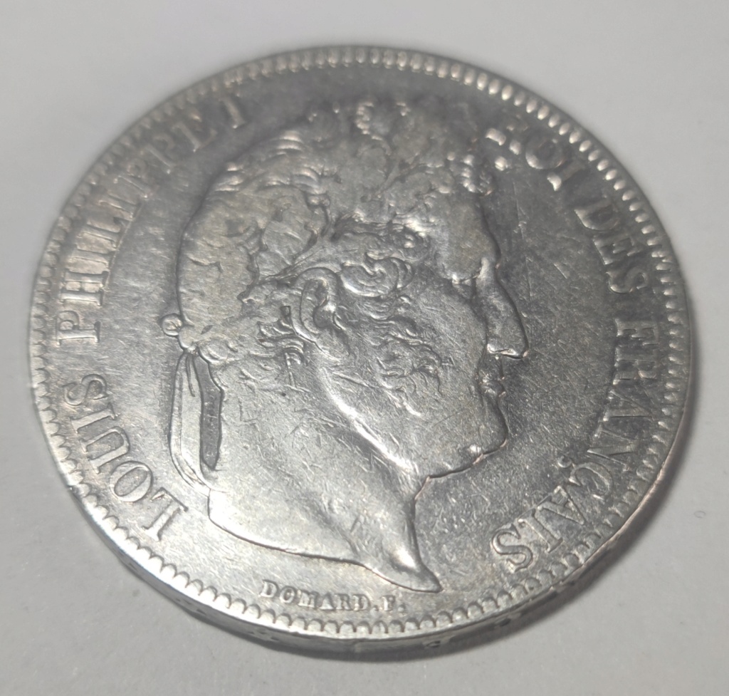 5 francos 1838 Francia Luis Felipe I -  Marca de ceca "A" - París 5_fran16
