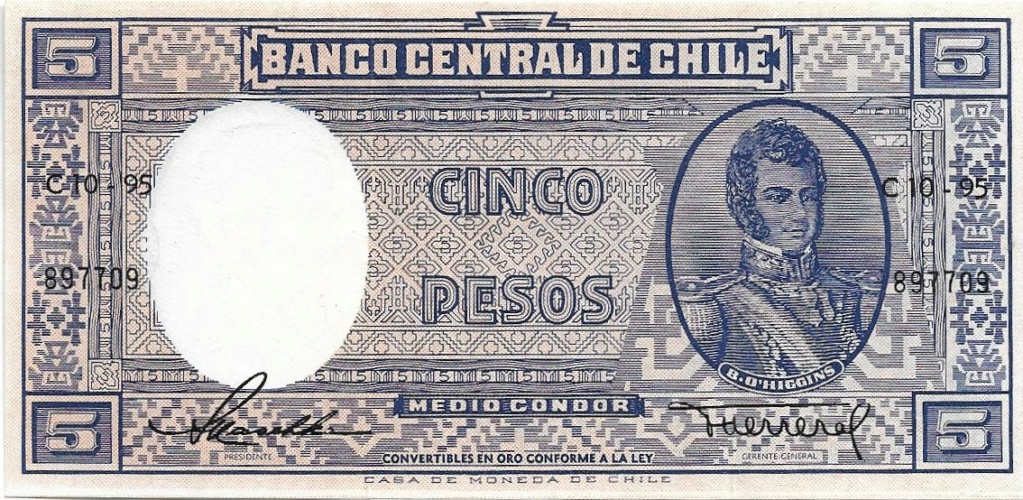 Chile 5 Pesos ½ Cóndor 1944-1947 5_peso16