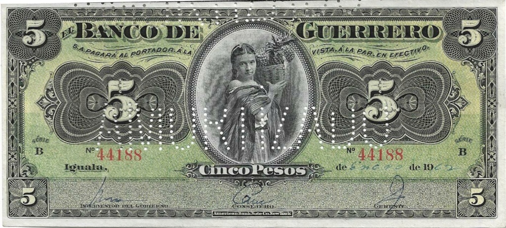 5 Pesos 1906-1914 - México -  Banco de Guerrero 5_peso20