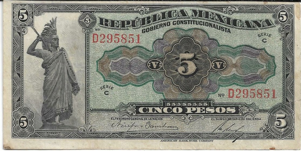 5 Pesos 1915 - República Mexicana - Gobierno Constitucionalista 5_peso22