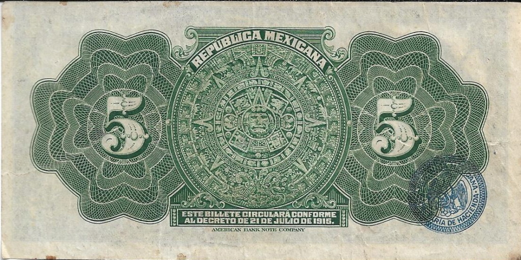 5 Pesos 1915 - República Mexicana - Gobierno Constitucionalista 5_peso23