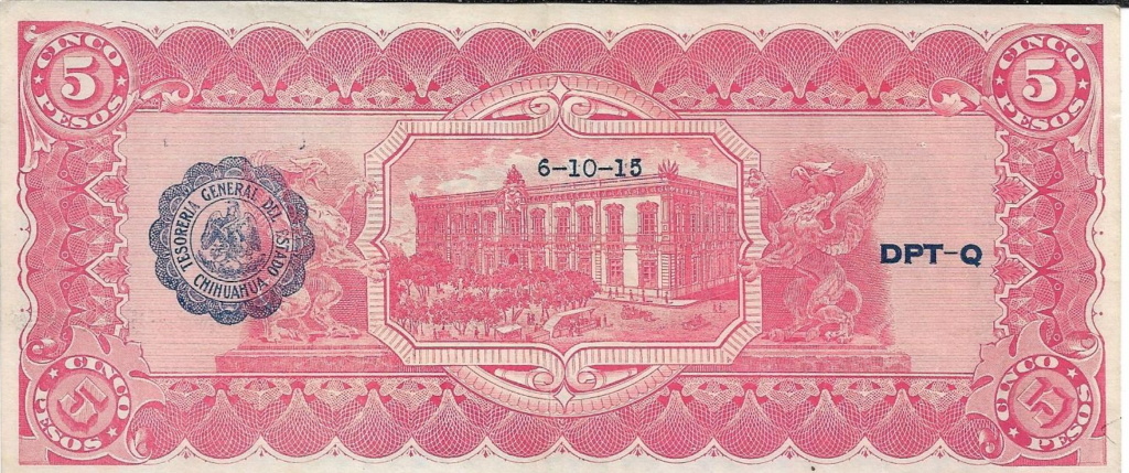 5 Pesos 1914 México Estado de Chihuahua 5_peso27