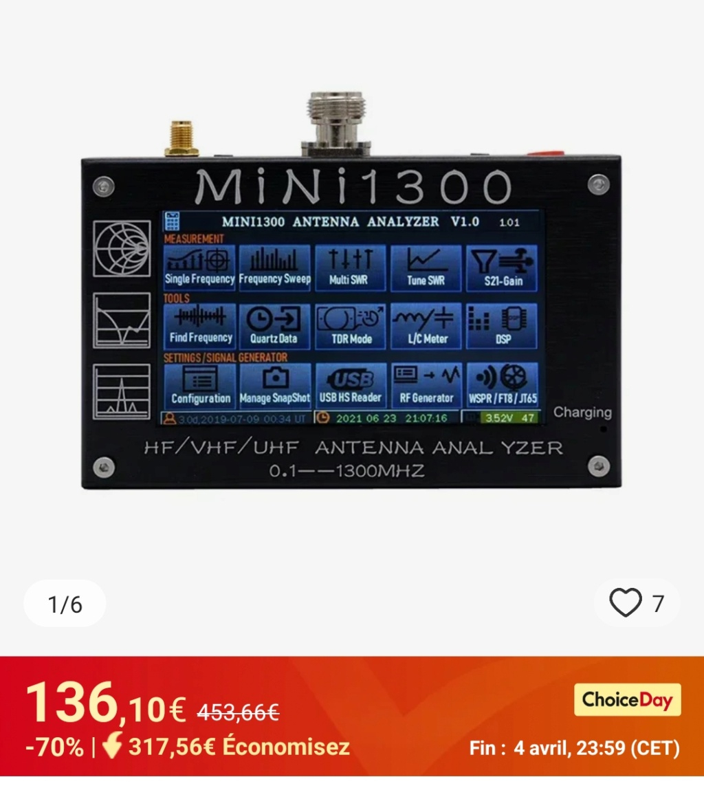 Mini1300 (analyseur d'antenne) Scree140