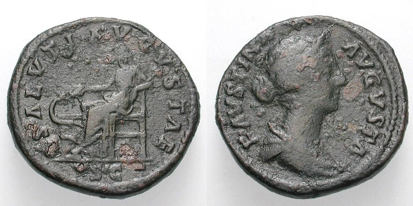 Sestercio de Faustina II (SALVTATI AVGVSTAE) Ric_1610