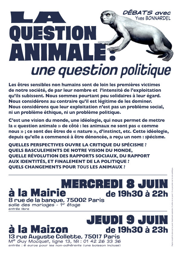 La question animale, une question politique : du 08 au 12 juin 2011 à Paris Specis10